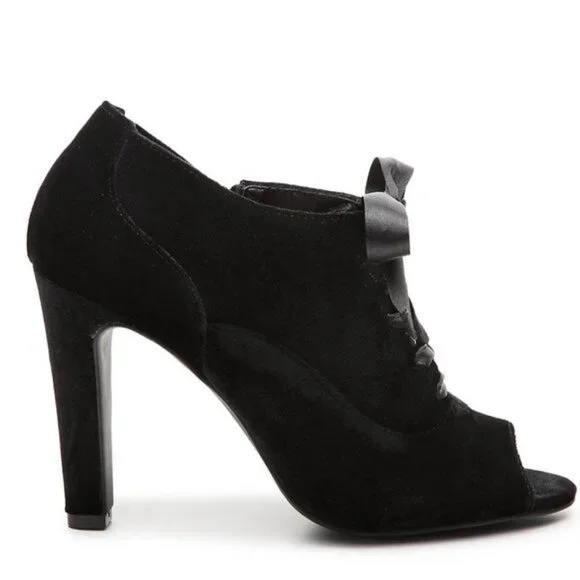 Kelly & Katie Black Velvet Peep Toe Bootie - Picture 2 of 9